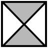 A square divided into four equal parts by its diagonals. The top and bottom quarters are shaded.