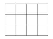 A blank rectangular three by four grid, emphasising the three rows.