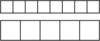 A long box divided into eight square sections. Below it, a second box divided into five sqaure sections. Box long boxes measure 10 cm in length. 10