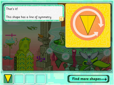 Screen grab showing an isosocles triangle with a single line of symmetry.